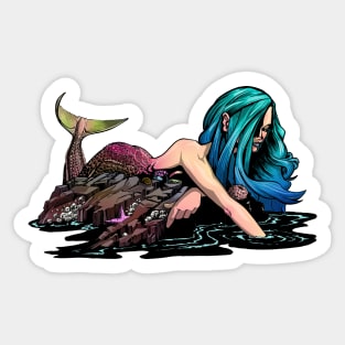 Mermaid on the Rocks Sticker